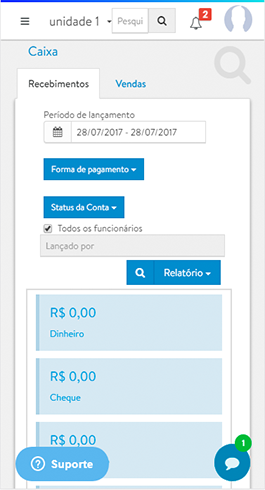 Fluxo de caixa para academia